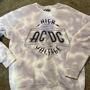 Purple and white tie dye AC/DC crewneck